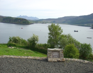 The view over Loch Portree to the Cuillins Hills