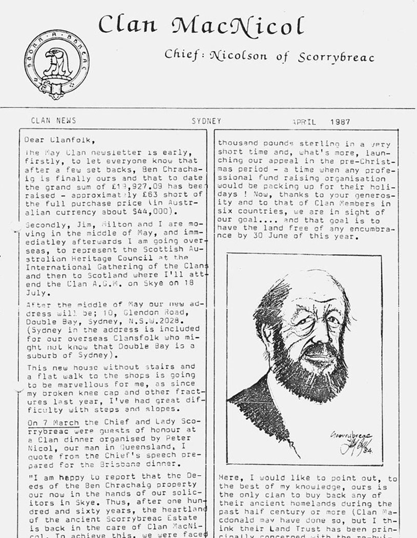 A copy of the cover of Clan MacNicol News